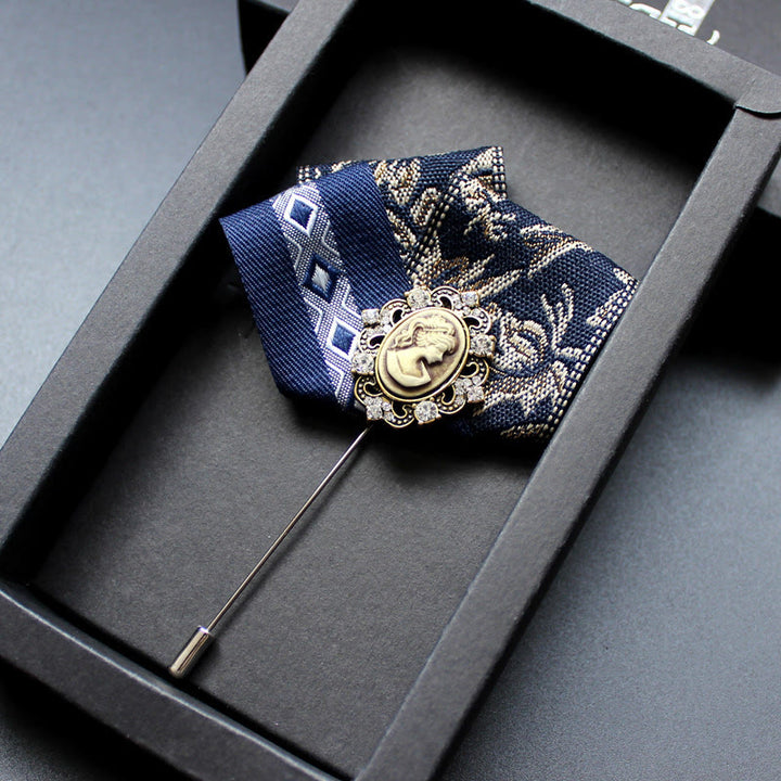 Men's Victorian Cameo 2-in-1 Lapel Pin And Pocket Square Insert - Style #4 - image 5