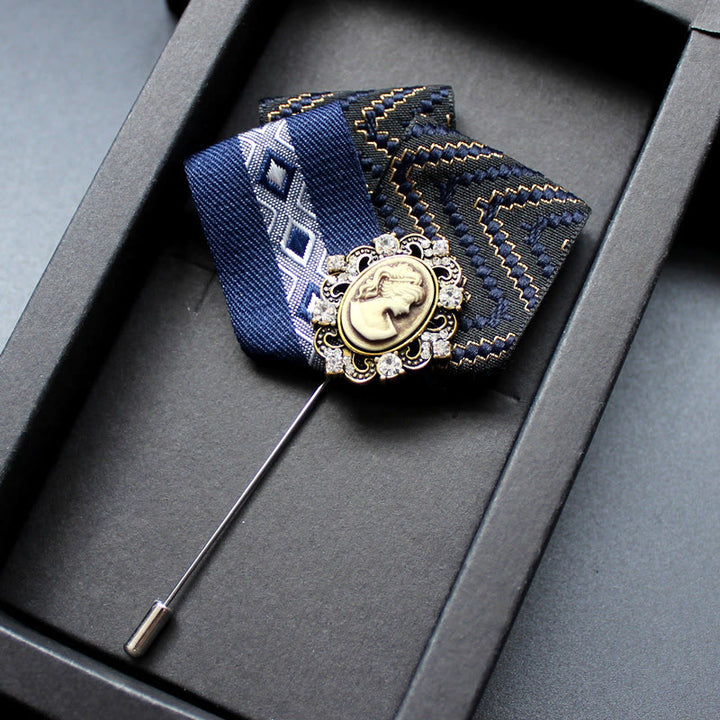 Men's Victorian Cameo 2-in-1 Lapel Pin And Pocket Square Insert - Style #8 - image 9