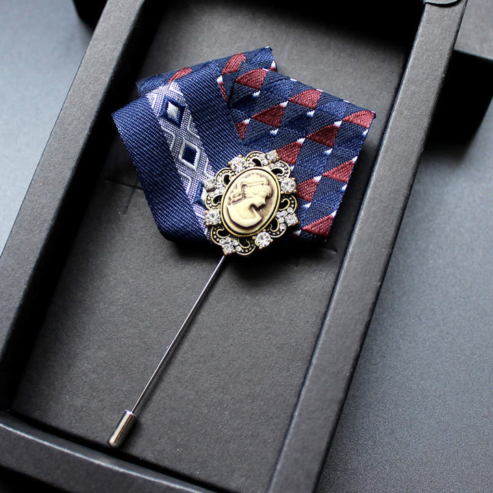 Men's Victorian Cameo 2-in-1 Lapel Pin And Pocket Square Insert - Style #13 - image 14