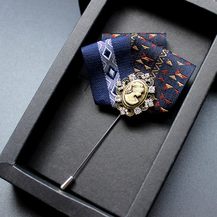 Men's Victorian Cameo 2-in-1 Lapel Pin And Pocket Square Insert - Style #2 - image 3