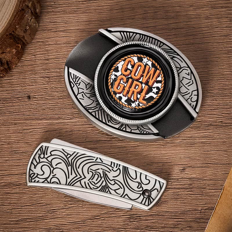 Cowgirl Attitude DIY Hidden Folding Knife Buckle Leather Belt - image 10