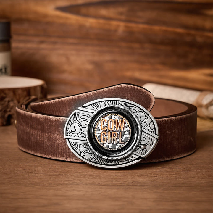 Cowgirl Attitude DIY Hidden Folding Knife Buckle Leather Belt - Cowgirl - Brown Distressed Belt - 42 - image 5