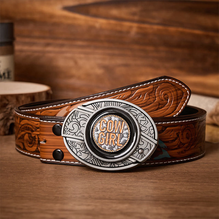 Cowgirl Attitude DIY Hidden Folding Knife Buckle Leather Belt - Cowgirl - Brown Feather Belt - 40 - image 7