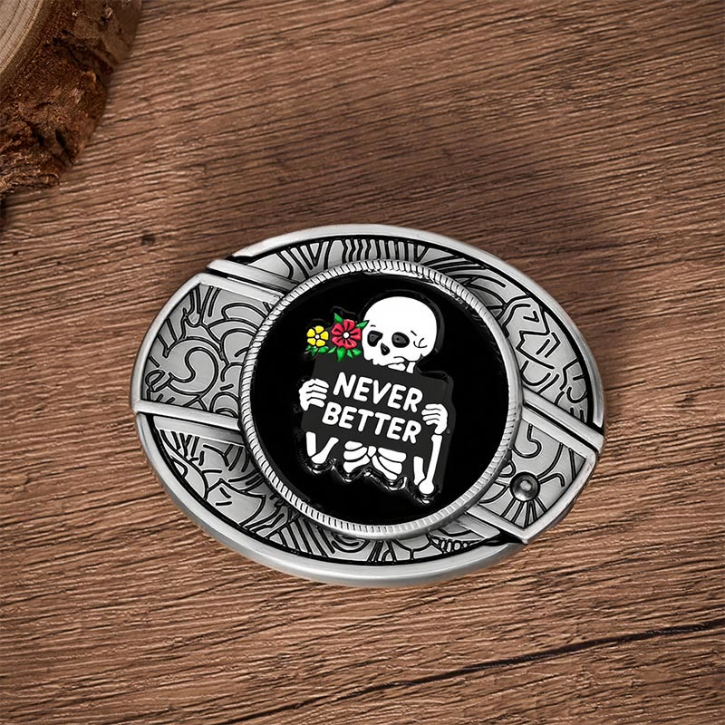 NEVER BETTER Skeleton DIY Hidden Folding Knife Buckle Leather Belt - image 9