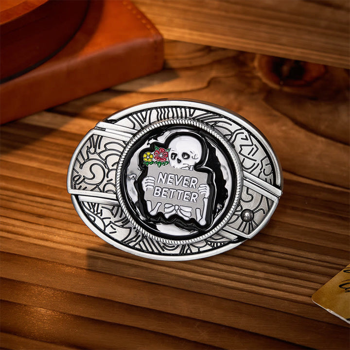 NEVER BETTER Skeleton DIY Hidden Folding Knife Buckle Leather Belt - Skeleton - Without Belt - Not Included Belt - image 0