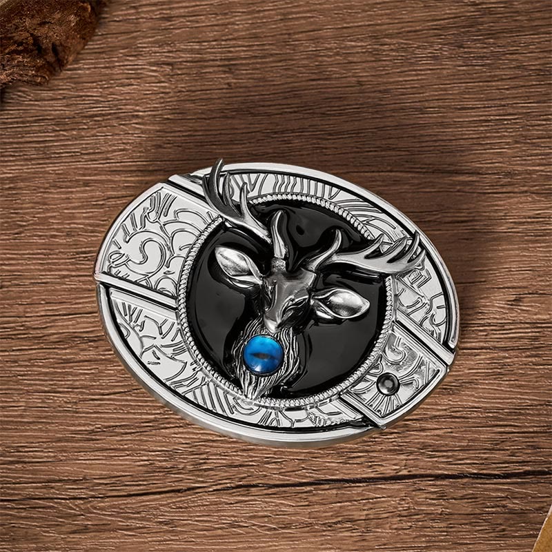 Mystic Stag Head DIY Hidden Folding Knife Buckle Leather Belt - image 10
