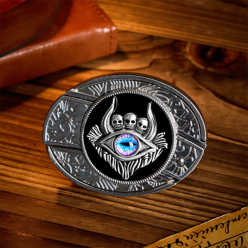 Third Eye Triple Skull DIY Hidden Folding Knife Buckle Leather Belt - Third Eye - Without Belt - Not Included Belt - image 0