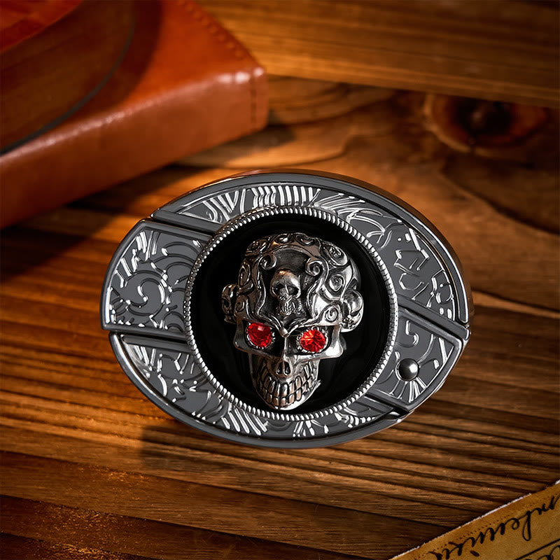 Red-Eyed Demon Skull DIY Hidden Folding Knife Buckle Leather Belt - Red-Eyed Skull - Without Belt - Not Included Belt - image 0