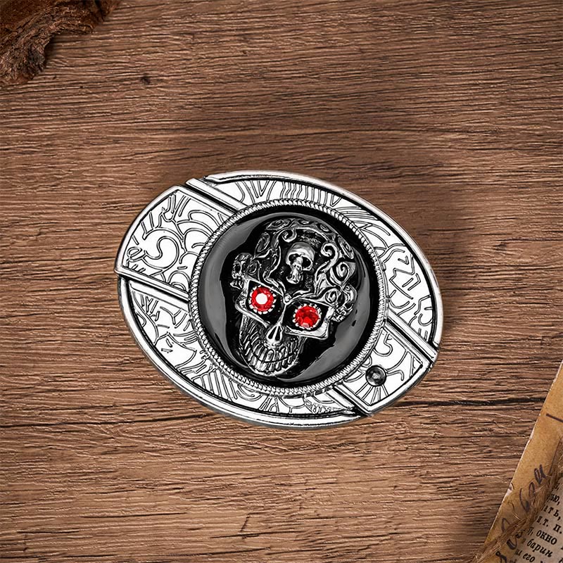 Red-Eyed Demon Skull DIY Hidden Folding Knife Buckle Leather Belt - image 9