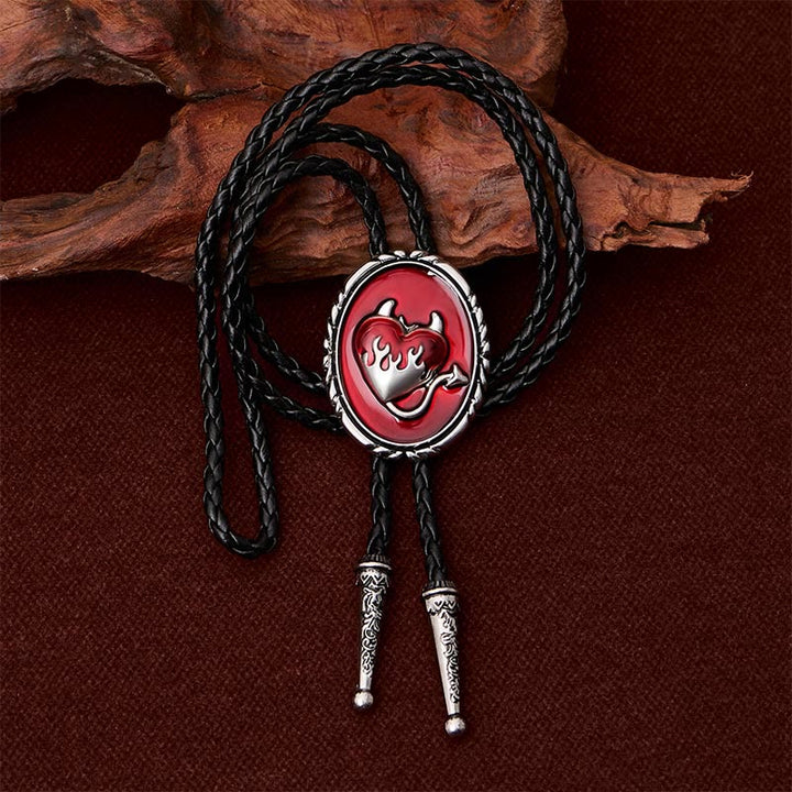 Devil's Flaming Heart Western Pendant Bolo Tie - image 6