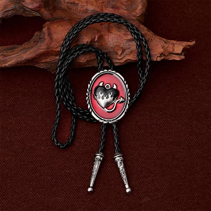 Devil's Flaming Heart Western Pendant Bolo Tie - image 2