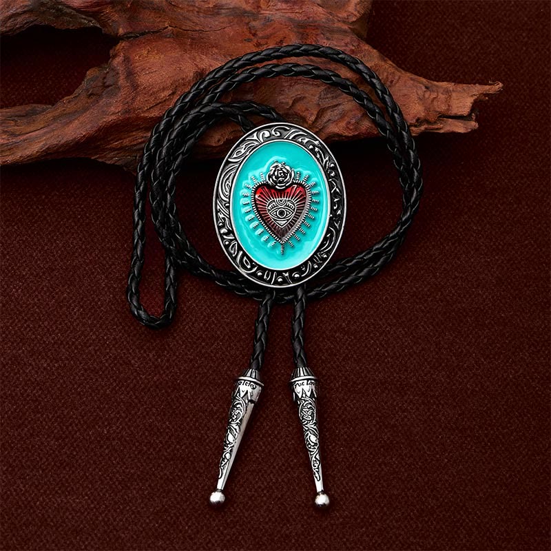 Occult Rose & Eye Turquoise Enameled Bolo Tie - image 2