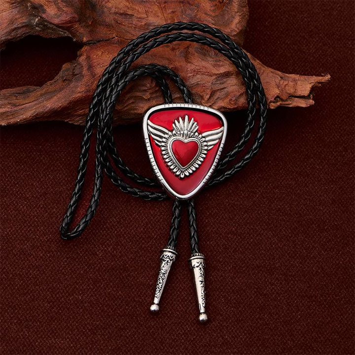 Retro Western Winged Sacred Heart Bolo Tie - image 1