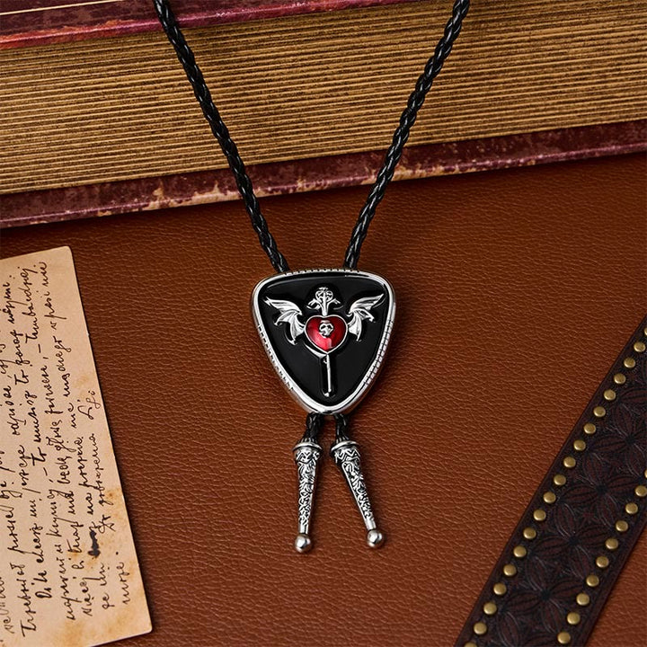Winged Skull & Dagger Immortal Heart Bolo Tie - image 0
