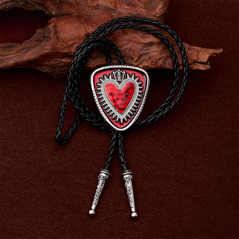 Vintage Shield Shape Sacred Heart Crown Bolo Tie - image 1