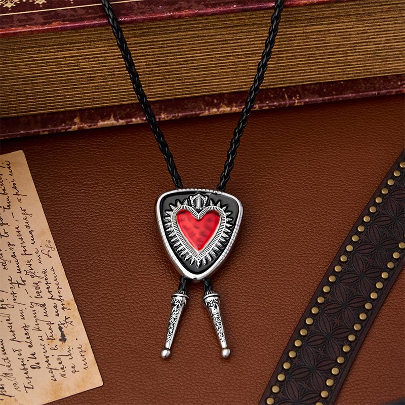 Vintage Shield Shape Sacred Heart Crown Bolo Tie - image 5