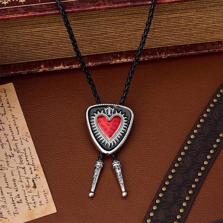 Vintage Shield Shape Sacred Heart Crown Bolo Tie - image 5
