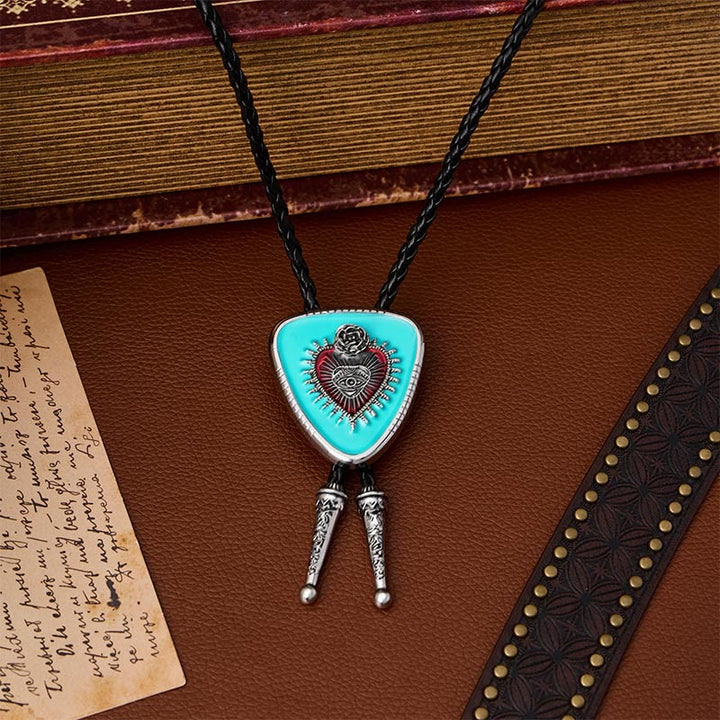 All Seeing Eye Rose Sacred Heart Bolo Tie - image 0