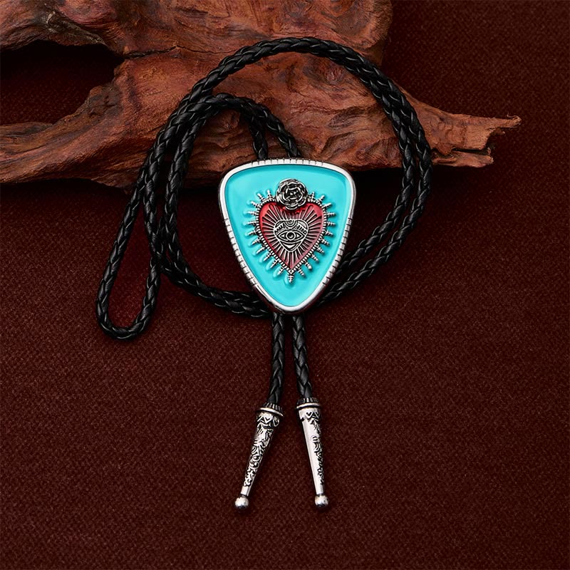 All Seeing Eye Rose Sacred Heart Bolo Tie - image 2