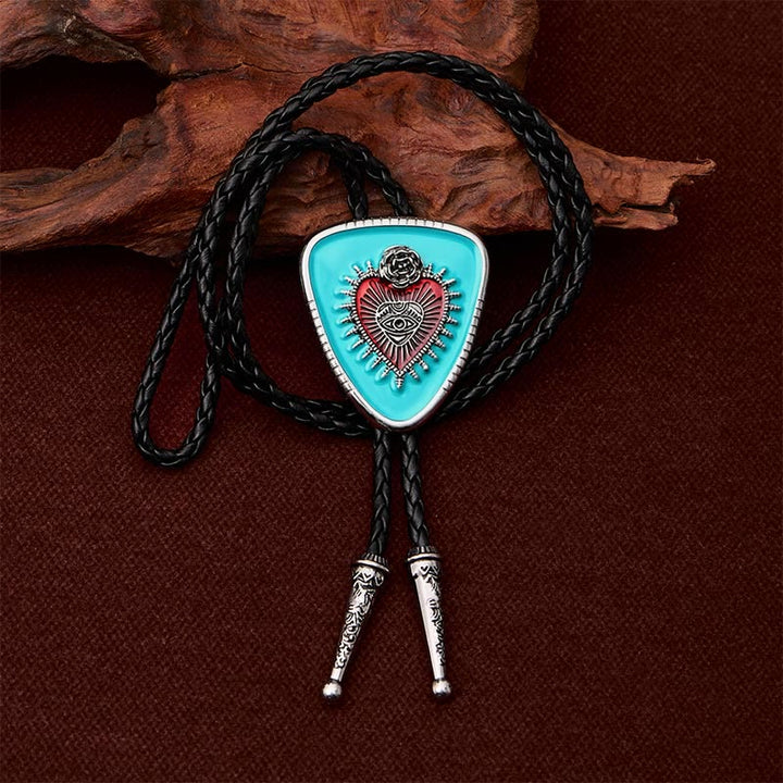 All Seeing Eye Rose Sacred Heart Bolo Tie - image 2