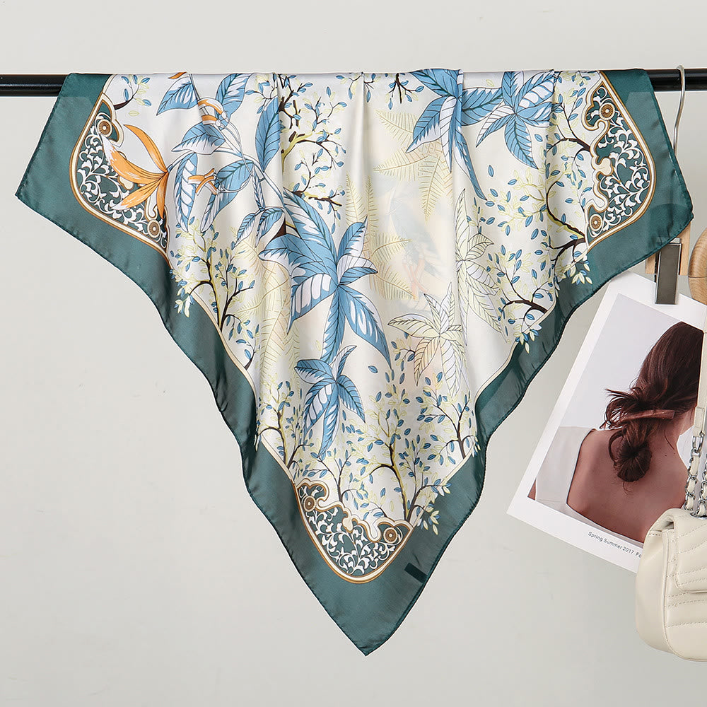 Women's Elegant Botanical Print Neck Square Scarf - image 2