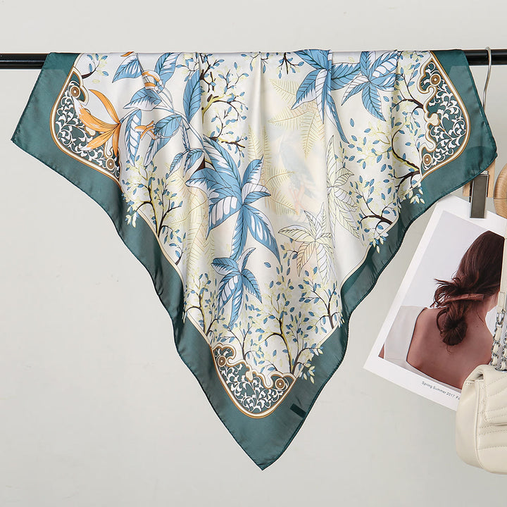 Women's Elegant Botanical Print Neck Square Scarf - image 2