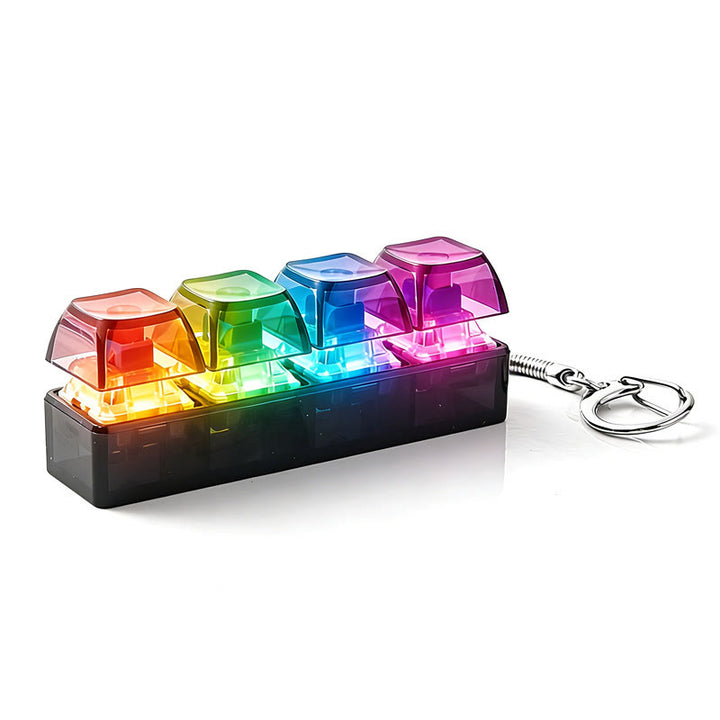 Mechanical Keyboard Fidget Toy Keychain For Anxiety Relief - Black With Light - image 0