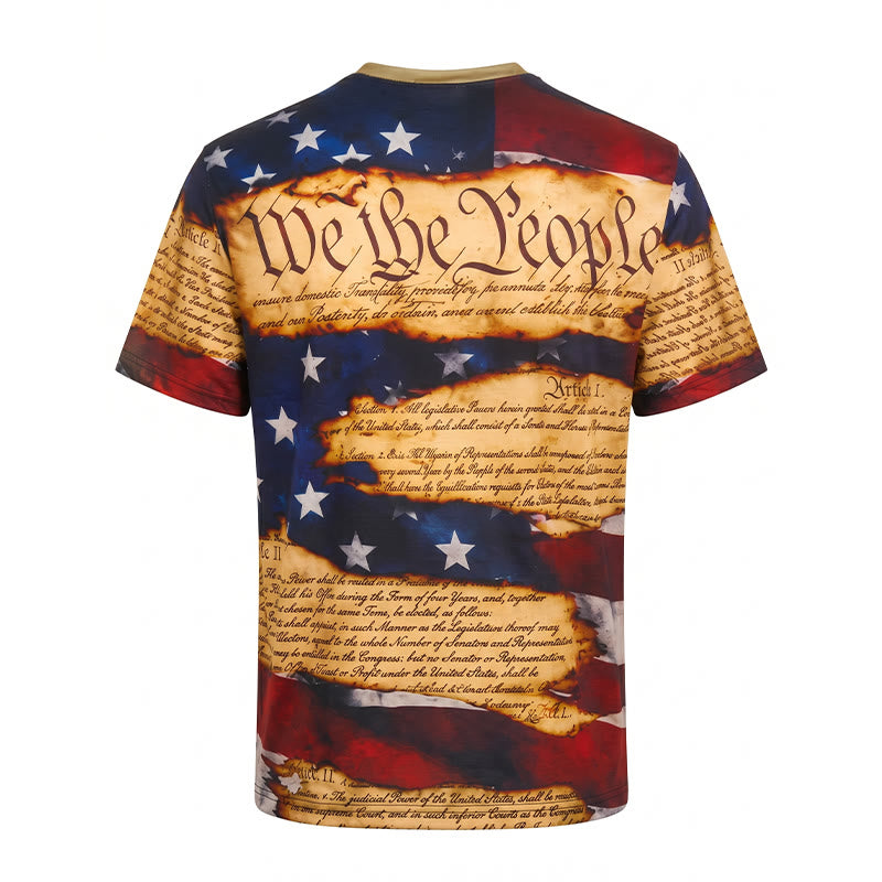 Men's Vintage Text Design American Flag Print Henley Shirt - image 9