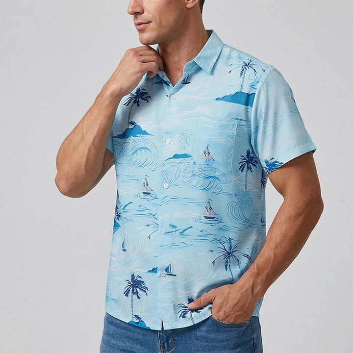 Men's Hawaiian Beach Holiday Print Button Down Shirt - image 2