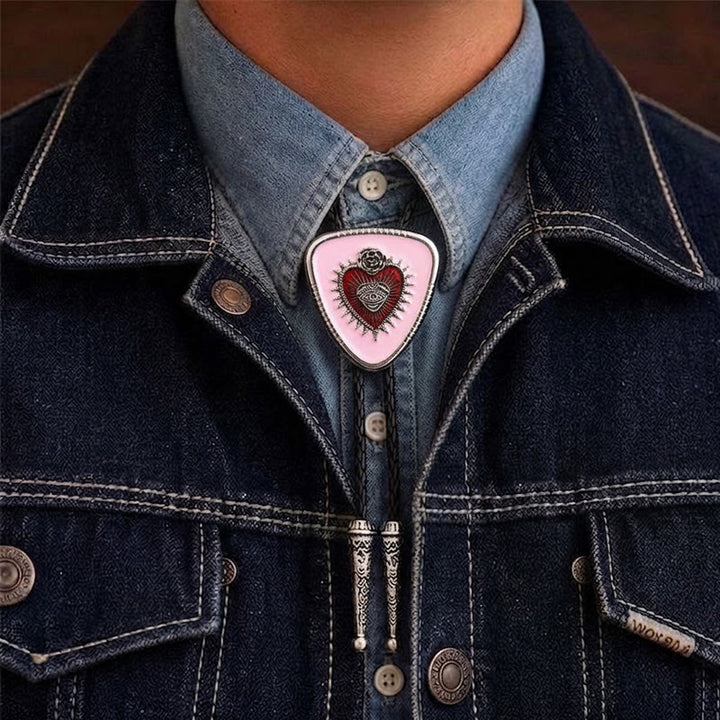 All Seeing Eye Rose Sacred Heart Bolo Tie - Pink - image 4