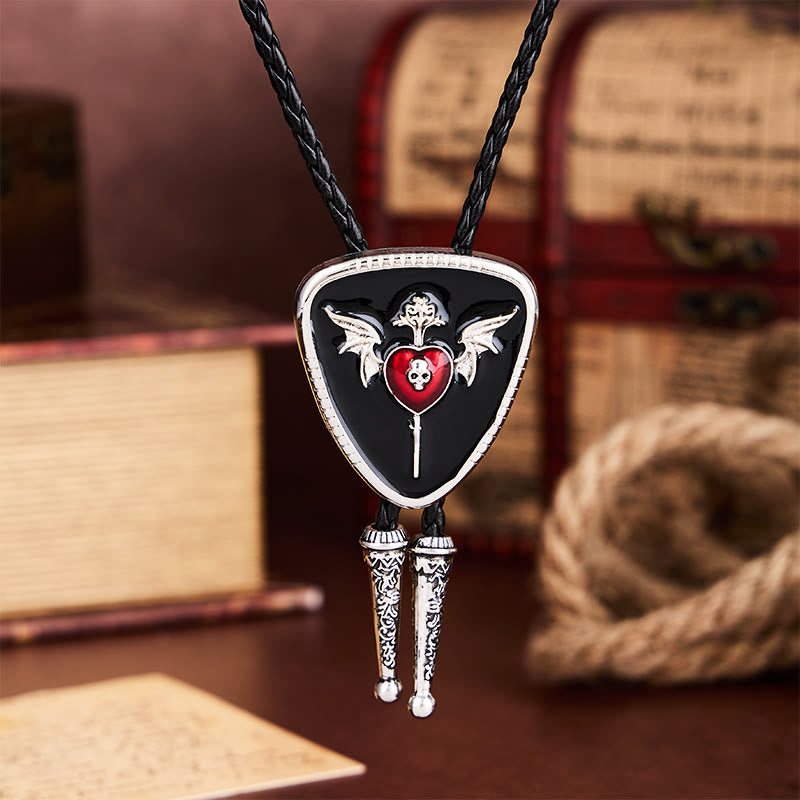 Winged Skull & Dagger Immortal Heart Bolo Tie - image 3