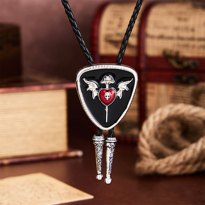 Winged Skull & Dagger Immortal Heart Bolo Tie - image 3