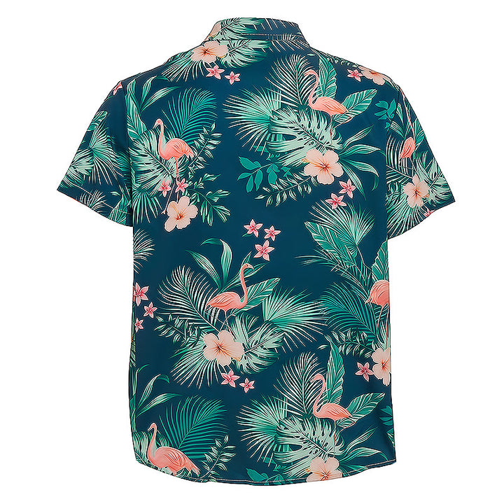 Men's Flamingo Palm Leaf Floral Print Relaxed Summer Beach Casual Shirts - image 10