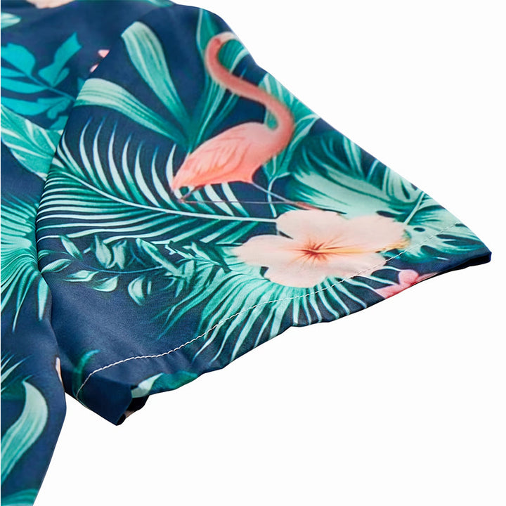 Men's Flamingo Palm Leaf Floral Print Relaxed Summer Beach Casual Shirts - image 8