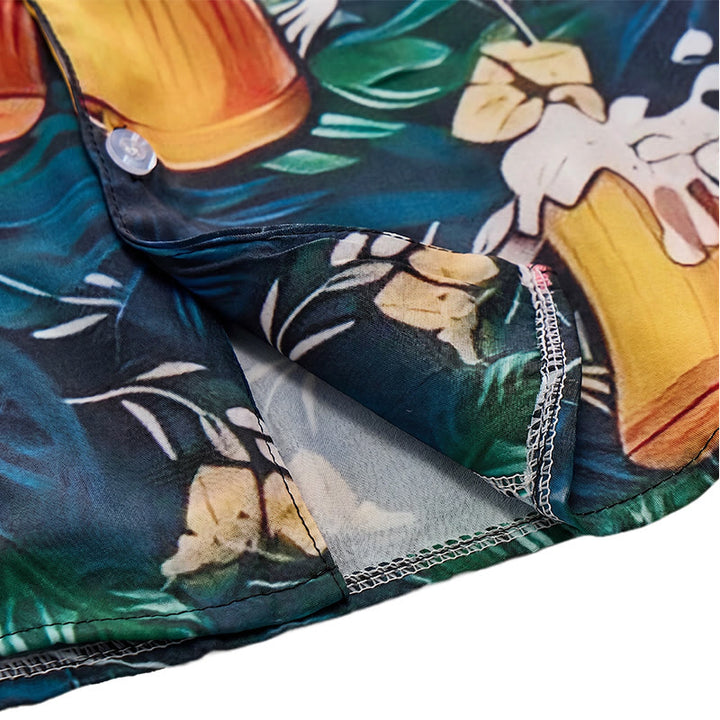 Men's Beer Mug Tropical Palm Floral Print Casual Hawaiian Shirts - image 6
