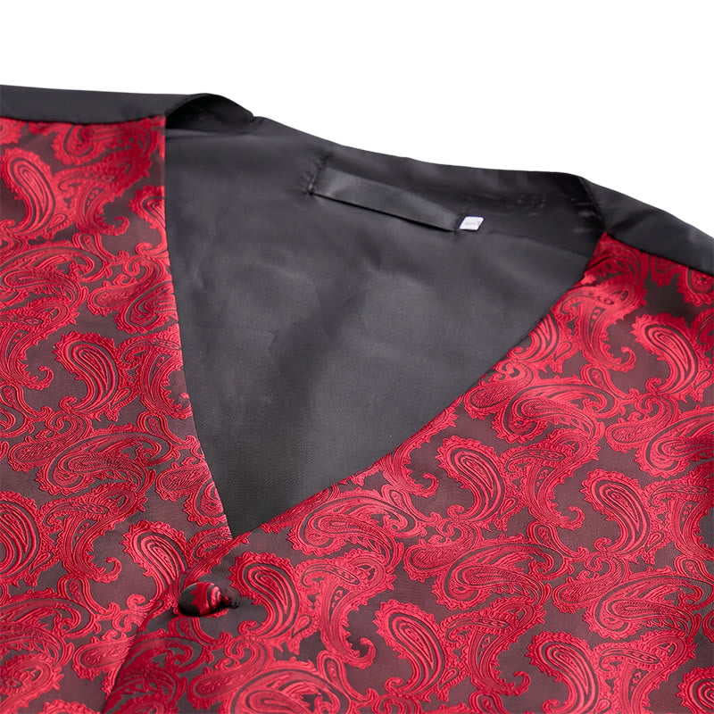 Men's All-match Paisley Pattern Waistcoat 4-in-1 Outfit Set Suit Vest - image 7