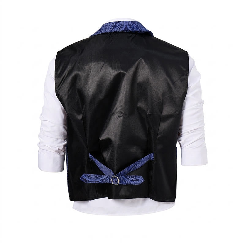Men's Victorian Floral Jacquard Gothic Formal Chenille Suit Vest - image 11