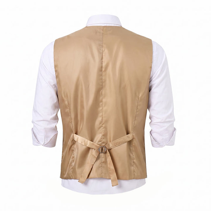 2Pcs Men's Rustic Khaki Formal Suit Vest With Paisley Bow Tie - image 11
