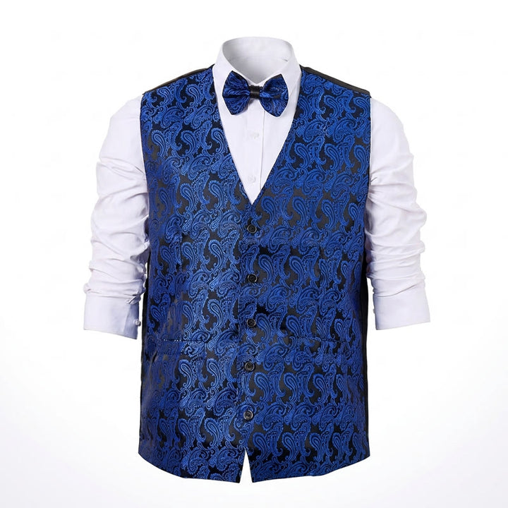 Men's Paisley Floral Jacquard With Bow Tie Suit Vest - image 16