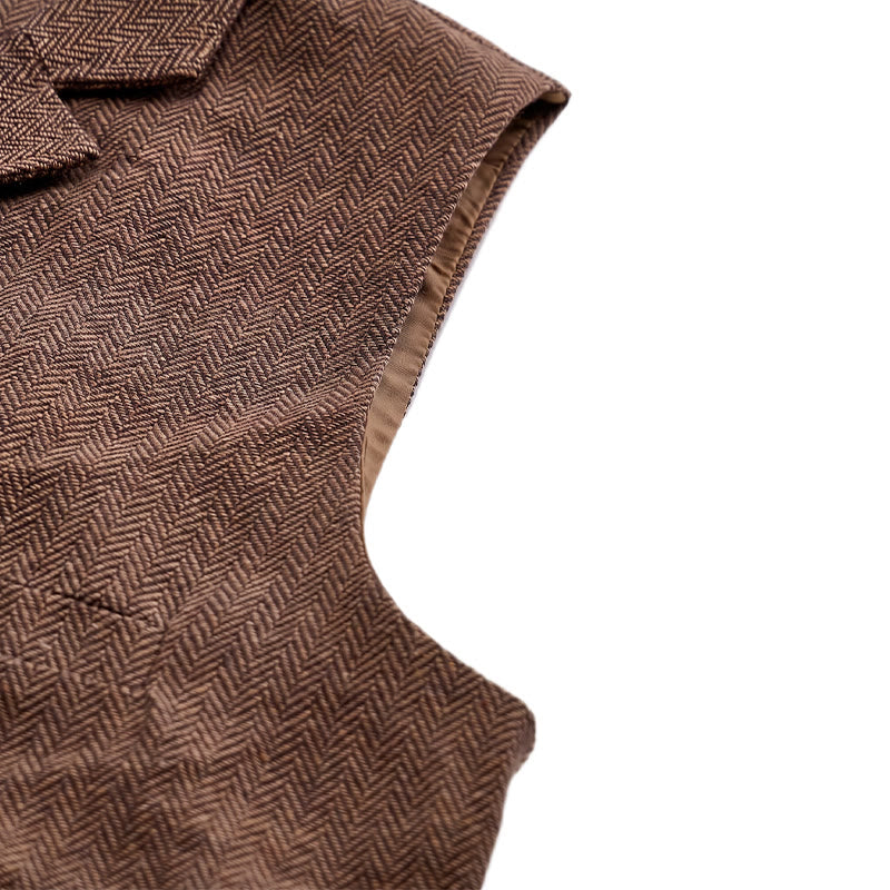 Men's Herringbone Suit Lape with Decorative Chain Suit Vest - image 18