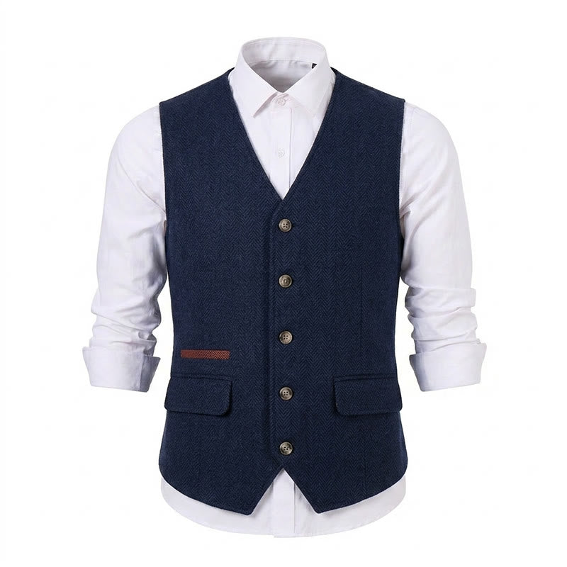 Men's British Herringbone Thick Casual Suit Vest - image 25
