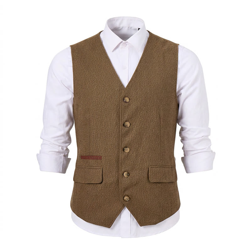 Men's British Herringbone Thick Casual Suit Vest - image 22