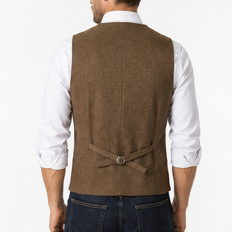 Men's British Herringbone Thick Casual Suit Vest - image 3
