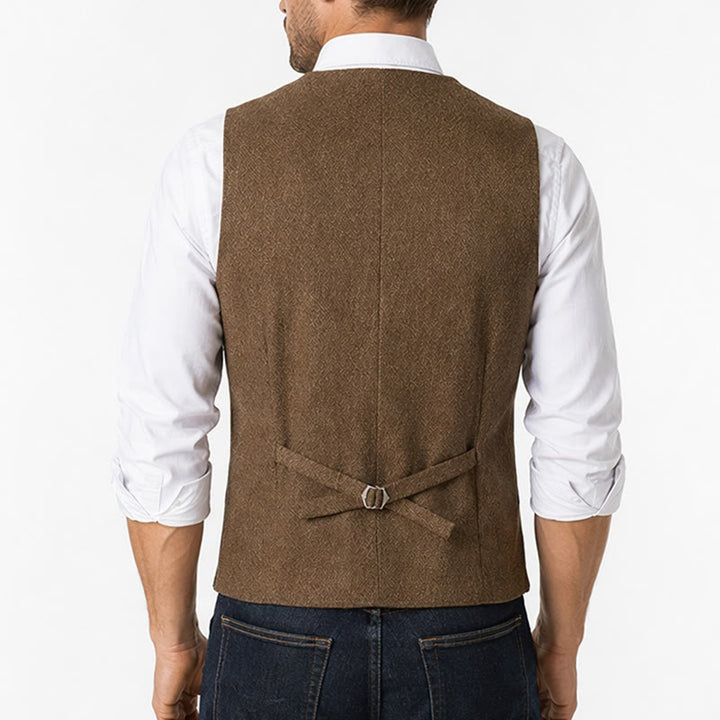 Men's British Herringbone Thick Casual Suit Vest - image 3