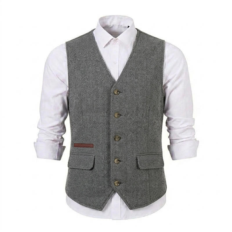 Men's British Herringbone Thick Casual Suit Vest - image 30