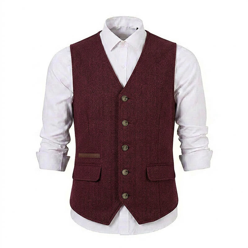 Men's British Herringbone Thick Casual Suit Vest - image 31