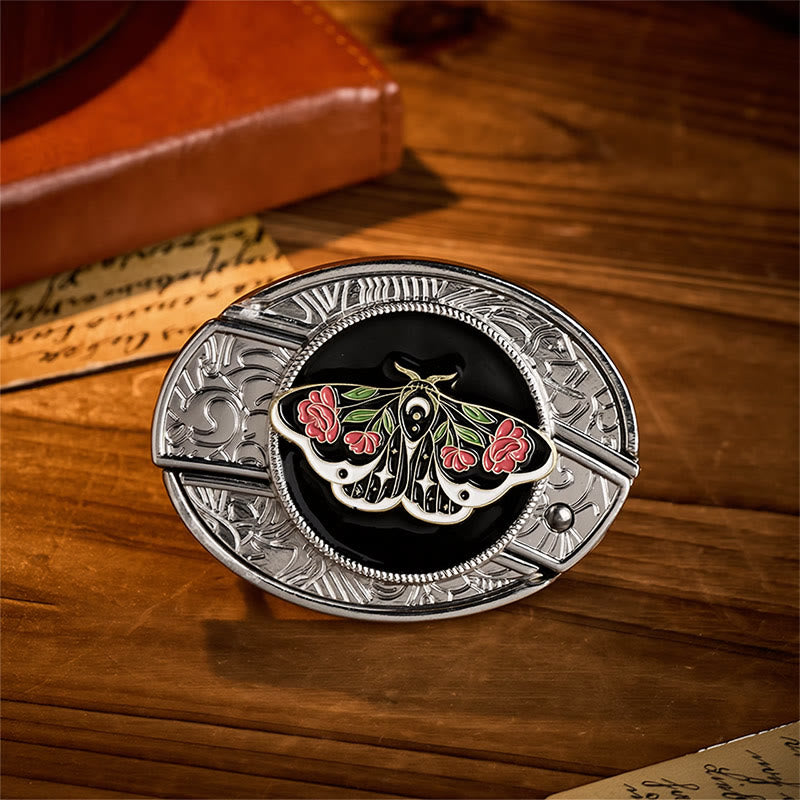 Rose Moth Gothic DIY Hidden Folding Knife Buckle Leather Belt - Rose Moth - Without Belt - Not Included Belt - image 0