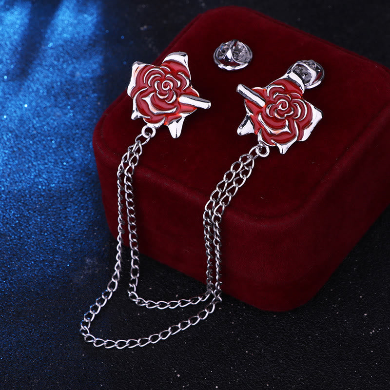 Rose Thorn Gothic Collar Chain Brooch For Shirt - image 11
