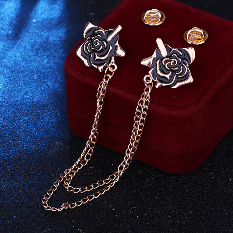 Rose Thorn Gothic Collar Chain Brooch For Shirt - image 7