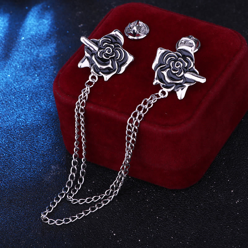 Rose Thorn Gothic Collar Chain Brooch For Shirt - image 1